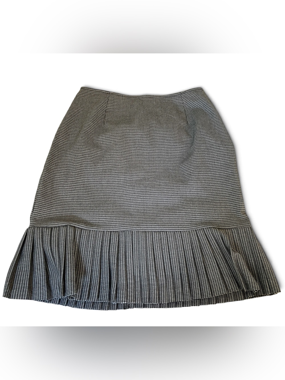 Vintage Y2K Briggs New York Houndstooth Drop Waist A-Line Skirt Pleated Hem